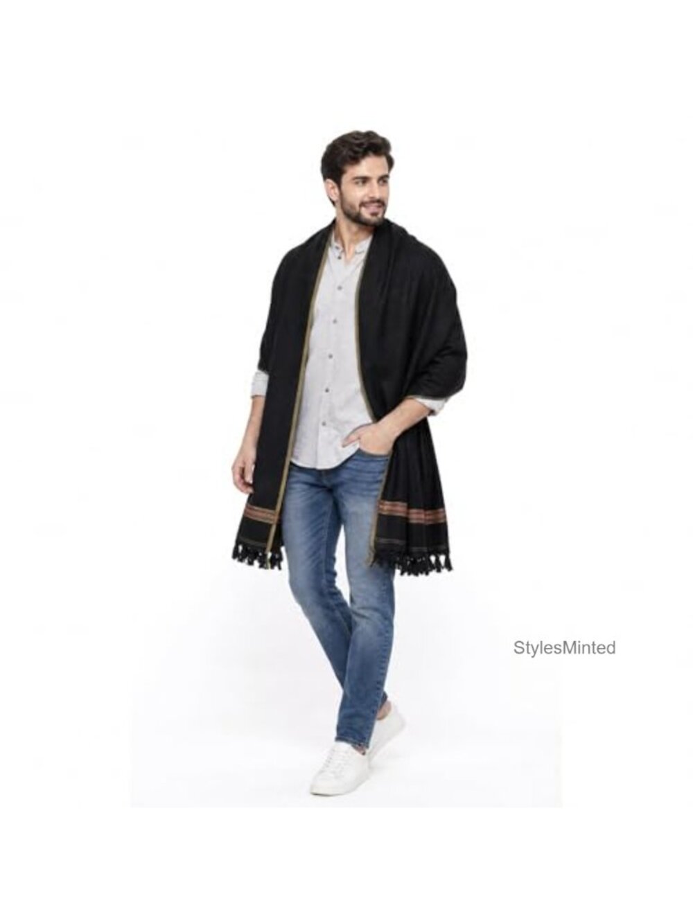 Men's Cashmere Feel Shawl Scarf Wrap Oversized Soft Breathable